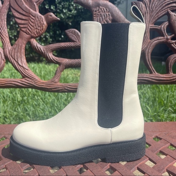 NWT Staud Palamino Elastic Gore Insets Chelsea Boots Ivory Size 8M - Picture 5 of 13